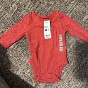 Carter's Coral Ribbed Long Sleeve Bodysuit
